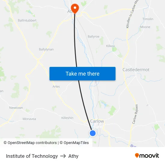 Institute of Technology to Athy map