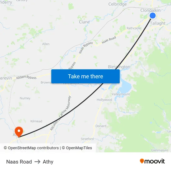 Naas Road to Athy map