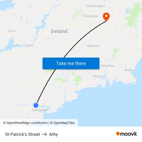 St Patrick's Street to Athy map