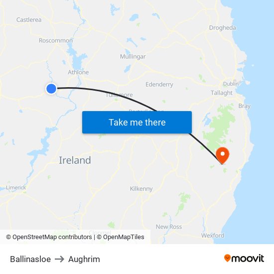 Ballinasloe to Aughrim map