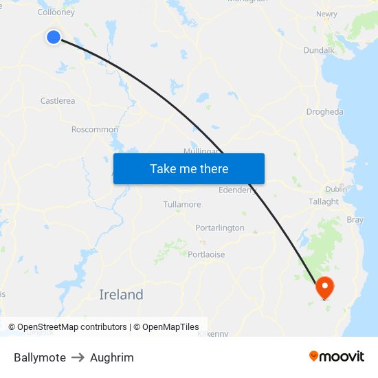 Ballymote to Aughrim map