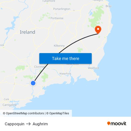 Cappoquin to Aughrim map