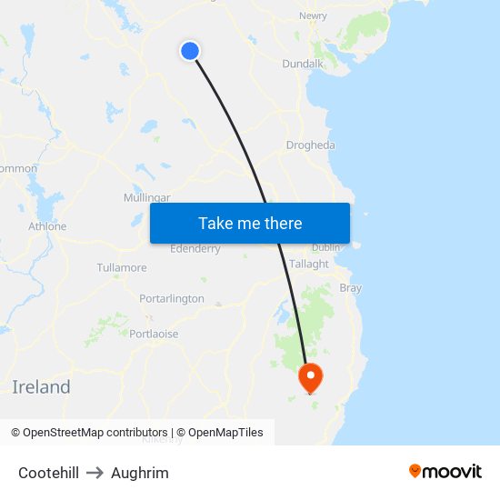 Cootehill to Aughrim map