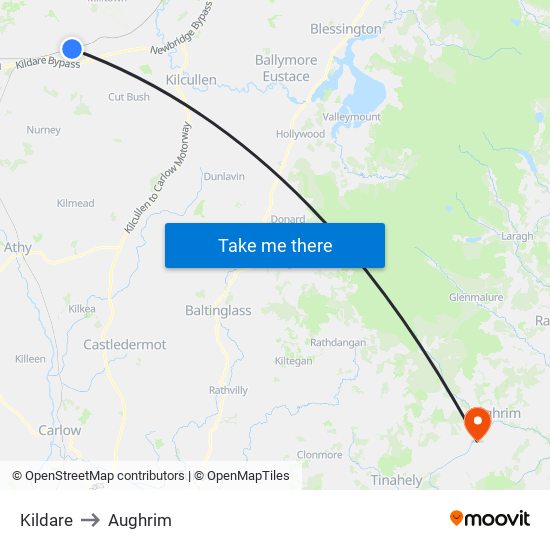 Kildare to Aughrim map