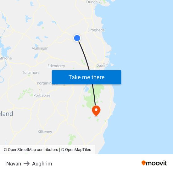 Navan to Aughrim map