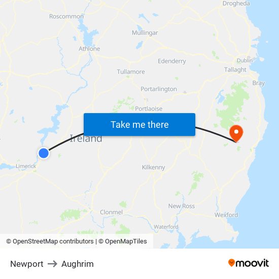 Newport to Aughrim map