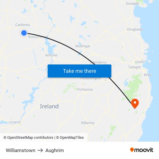 Williamstown to Aughrim map