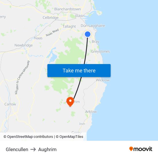 Glencullen to Aughrim map