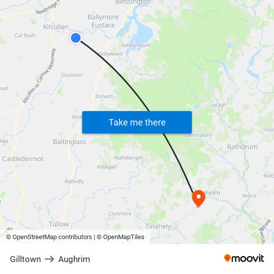 Gilltown to Aughrim map