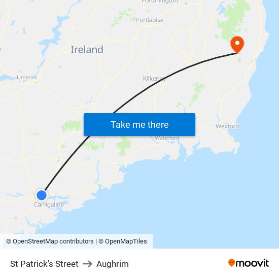 St Patrick's Street to Aughrim map