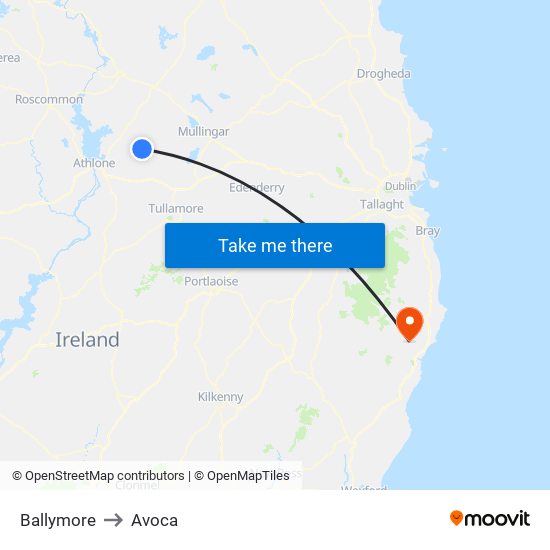 Ballymore to Avoca map
