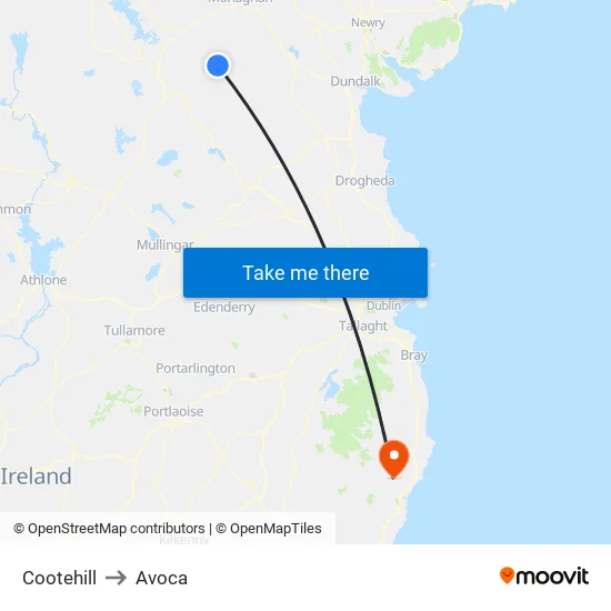 Cootehill to Avoca map