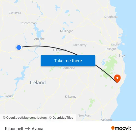 Kilconnell to Avoca map
