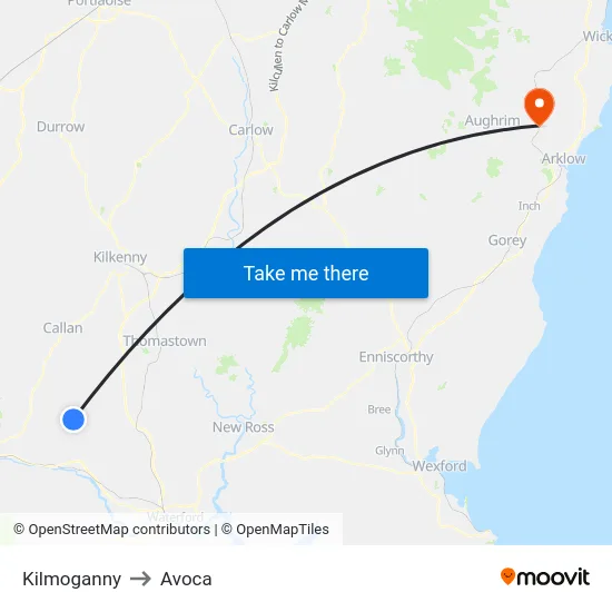 Kilmoganny to Avoca map