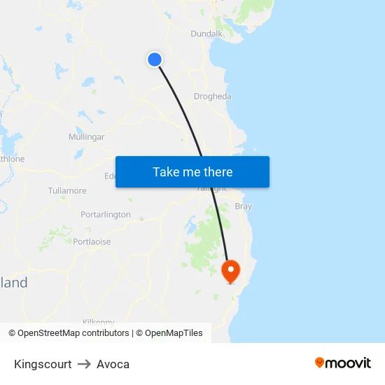 Kingscourt to Avoca map
