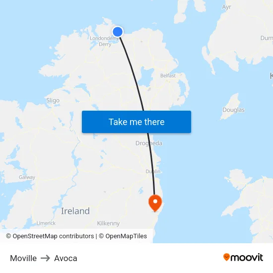 Moville to Avoca map