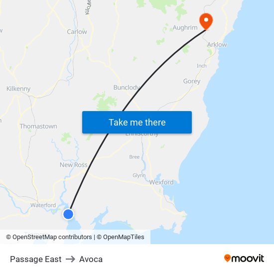 Passage East to Avoca map