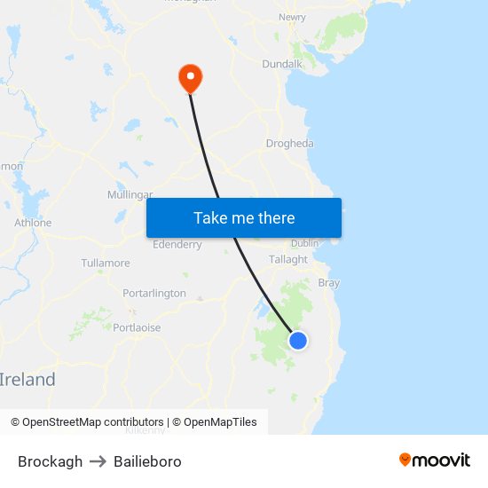 Brockagh to Bailieboro map