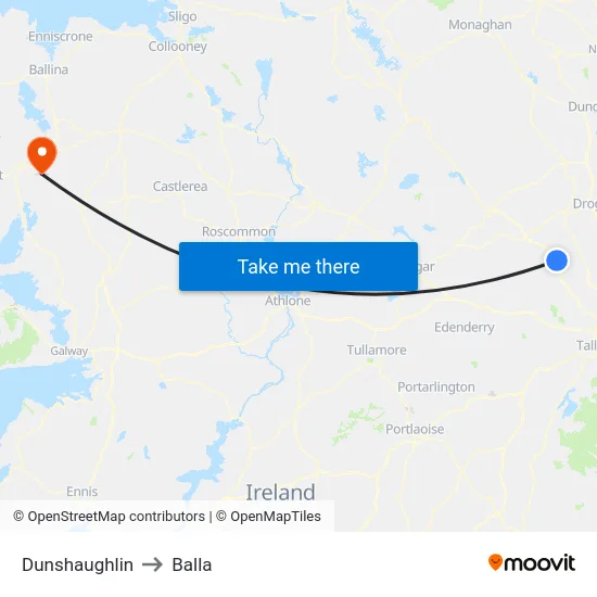 Dunshaughlin to Balla map