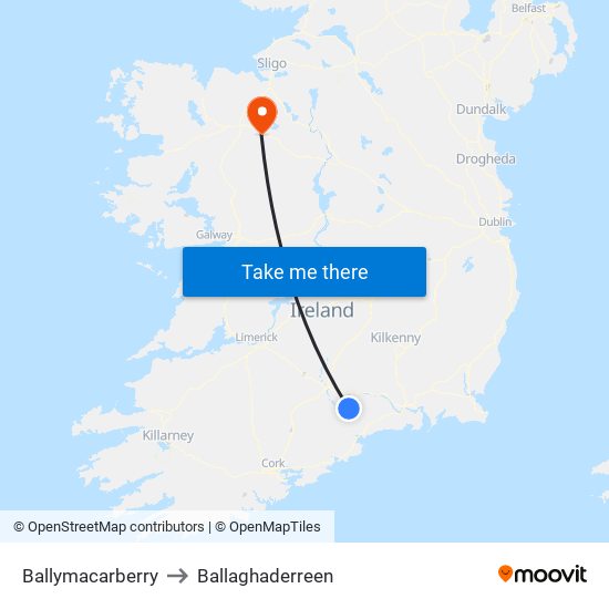 Ballymacarberry to Ballaghaderreen map