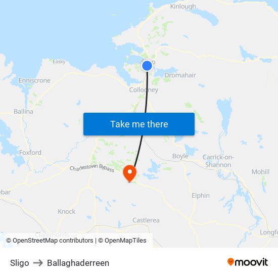 Sligo to Ballaghaderreen map