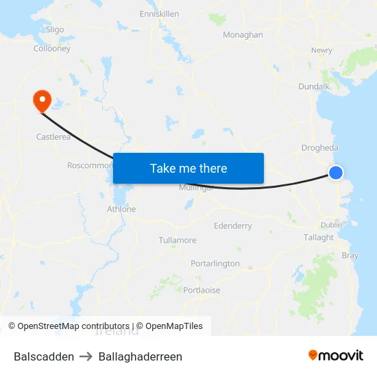 Balscadden to Ballaghaderreen map