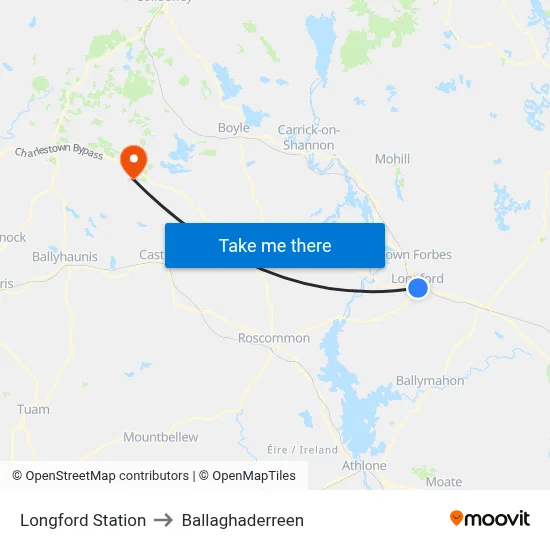 Longford Station to Ballaghaderreen map