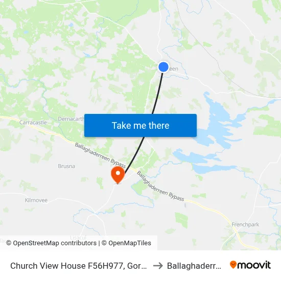 Church View House F56H977, Gorteen to Ballaghaderreen map