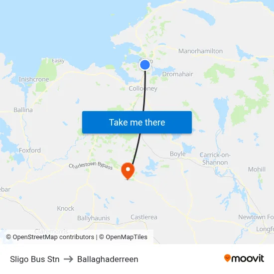Sligo Bus Stn to Ballaghaderreen map