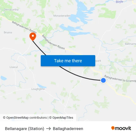 Bellanagare (Station) to Ballaghaderreen map