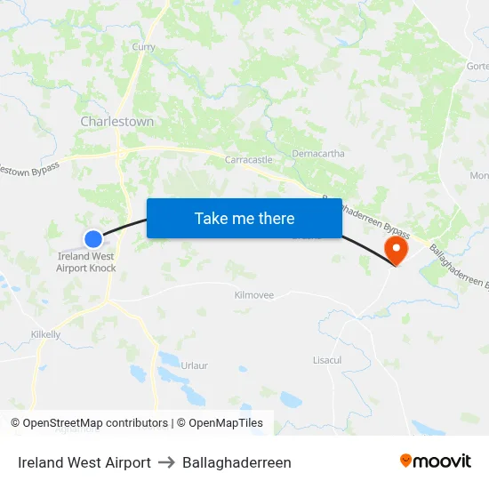 Ireland West Airport to Ballaghaderreen map