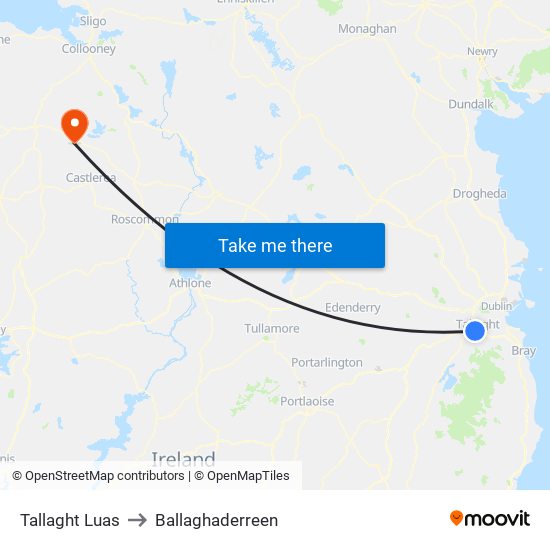 Tallaght Luas to Ballaghaderreen map