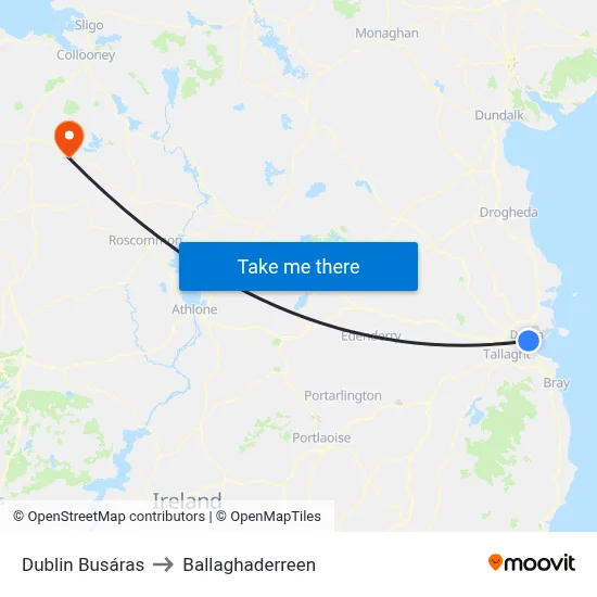 Dublin Busáras to Ballaghaderreen map