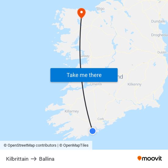 Kilbrittain to Ballina map