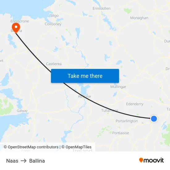 Naas to Ballina map
