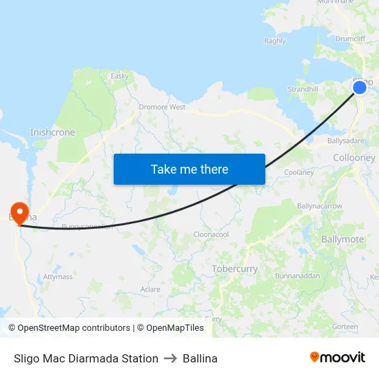 Sligo Mac Diarmada Station to Ballina map