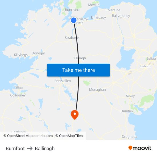 Burnfoot to Ballinagh map