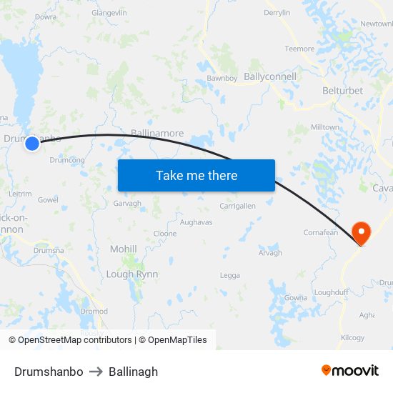 Drumshanbo to Ballinagh map