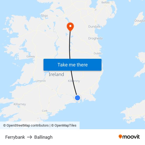 Ferrybank to Ballinagh map
