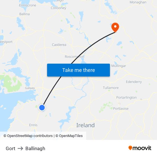 Gort to Ballinagh map