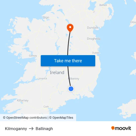 Kilmoganny to Ballinagh map