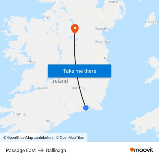 Passage East to Ballinagh map