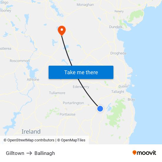 Gilltown to Ballinagh map