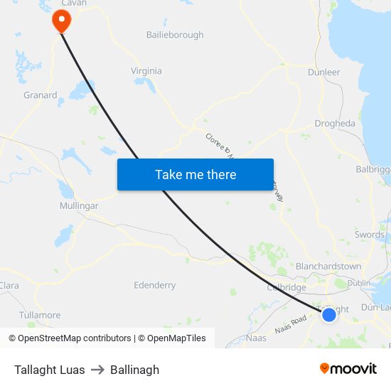 Tallaght Luas to Ballinagh map