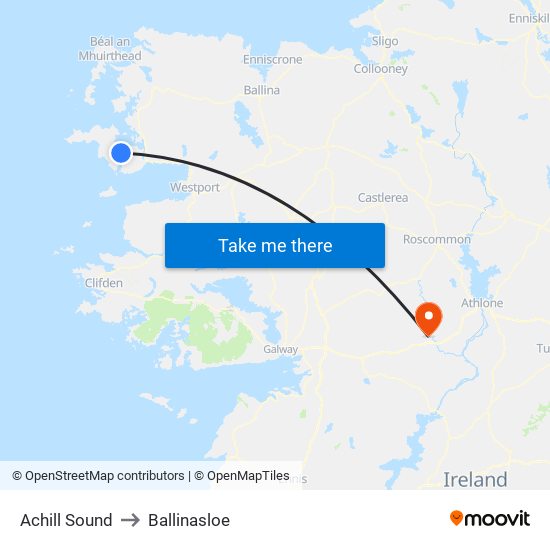 Achill Sound to Ballinasloe map