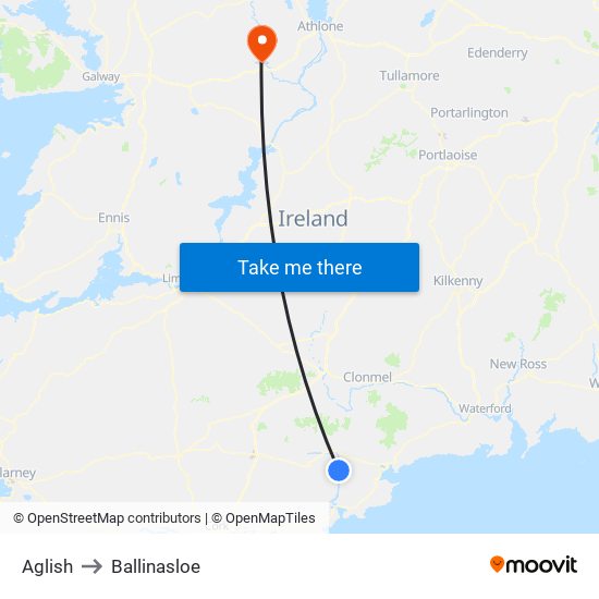 Aglish to Ballinasloe map