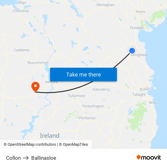 Collon to Ballinasloe map