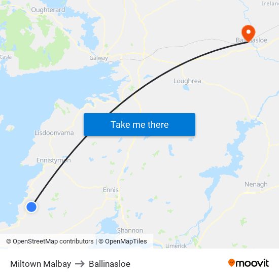 Miltown Malbay to Ballinasloe map