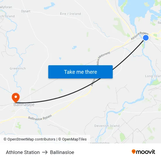 Athlone Station to Ballinasloe map