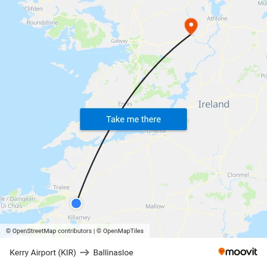 Kerry Airport (KIR) to Ballinasloe map